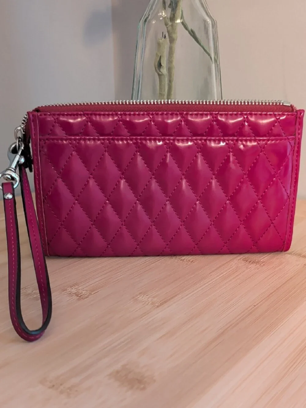 Coach Fuchsia Quilted Leather Wristlet Wallet